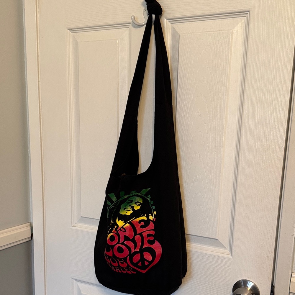 Black Bob Marley Graphic Sling Bag